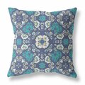 Palacedesigns 16 x 16 in. Zippered Indoor Outdoor Floral Throw Pillow Blue Gray & White PA3101725
